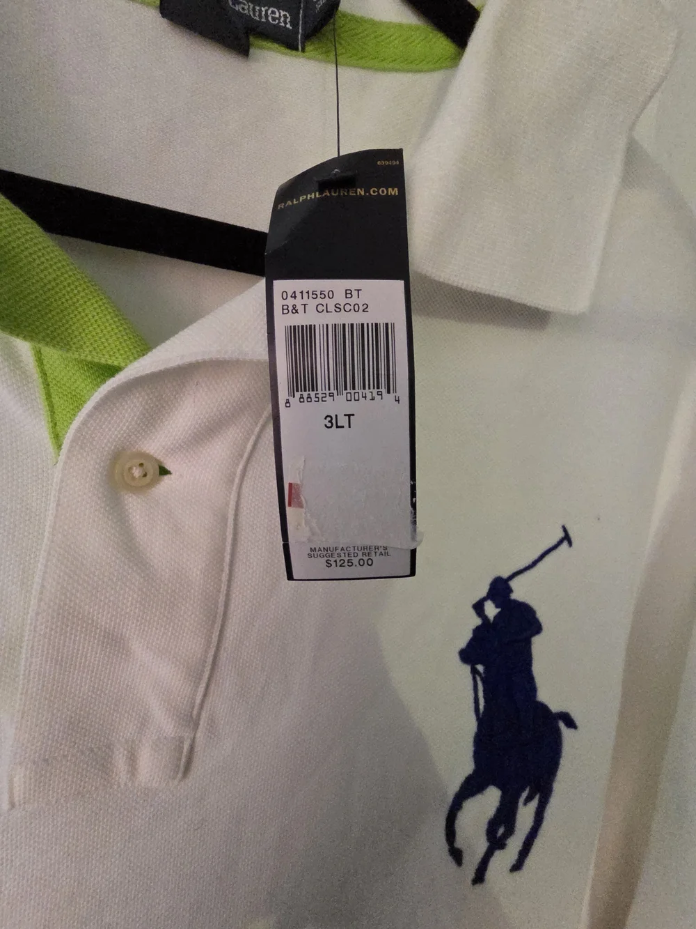 Ralph Lauren White Polo with Navy Pony and Red Sleeve Number